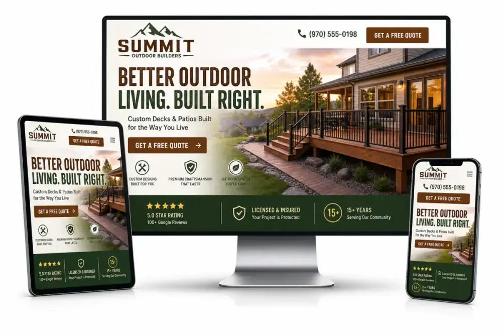 Decks & Patios Web Design Example