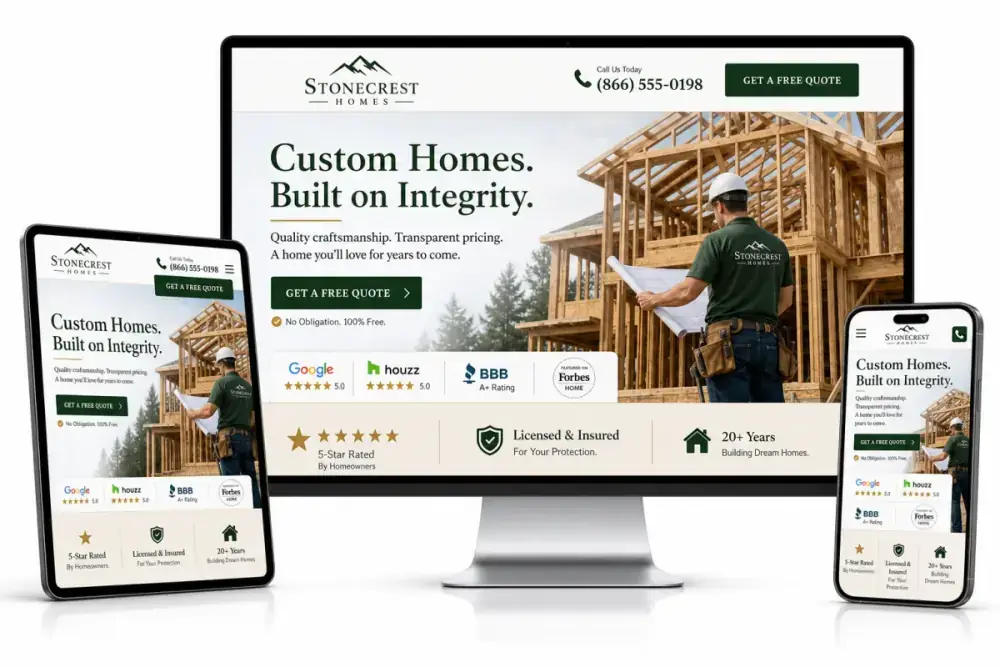 Home Builders Web Design Example