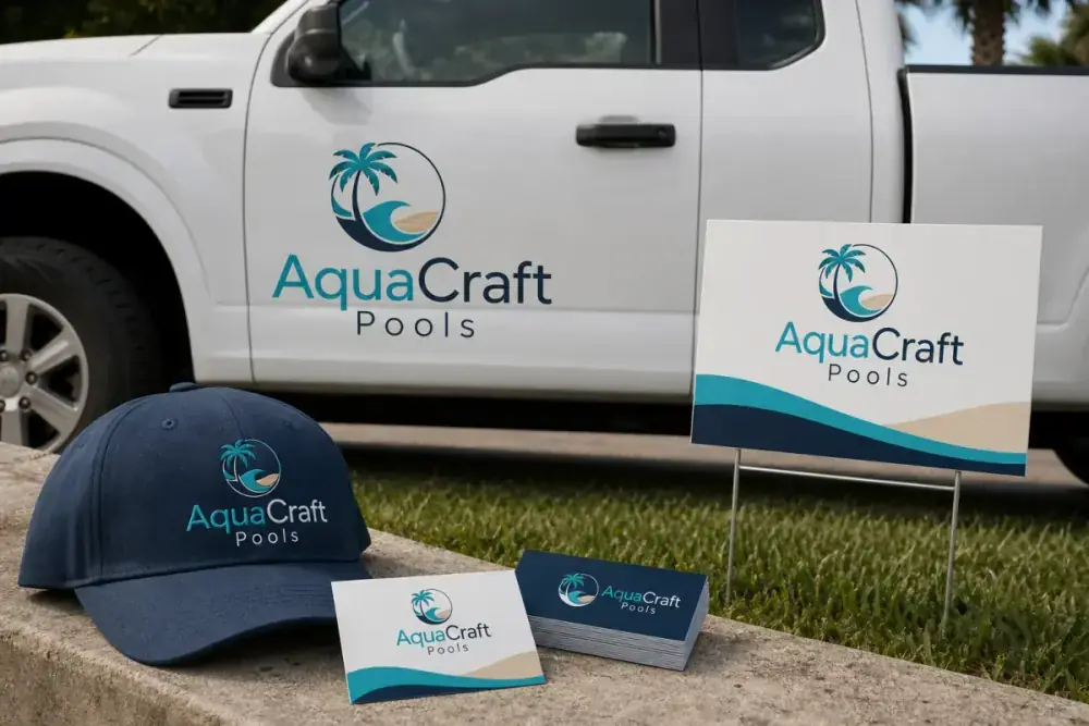 Pool Construction Logo Design Example